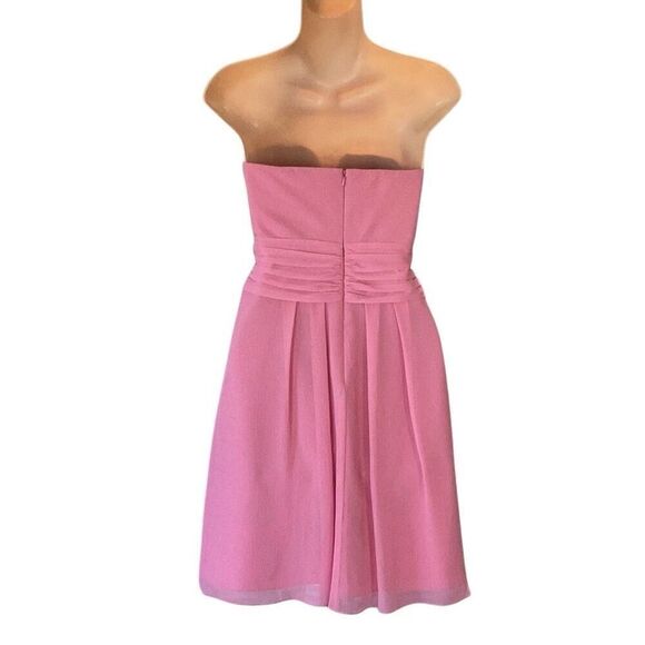 David’s Bridal Crinkled Chiffon Short Dress Pink Women’s 6 Bridesmaid Party - Picture 3 of 8
